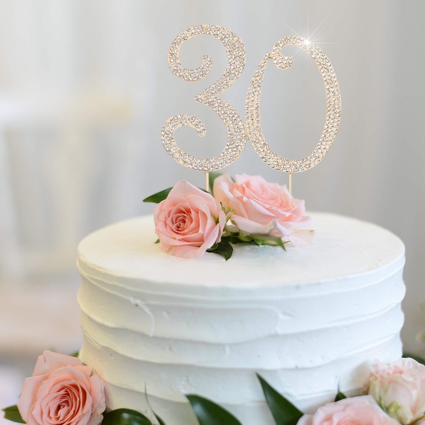 Hatcher lee 30th Birthday Cake Topper - Bling Crystal Gold Decoration, Model HCL-016