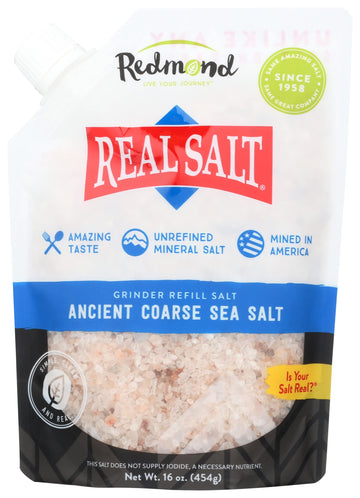 Redmond Real Sea Salt - Natural Unrefined Gluten Free Coarse,16 Ounce Pouch (6 Pack)