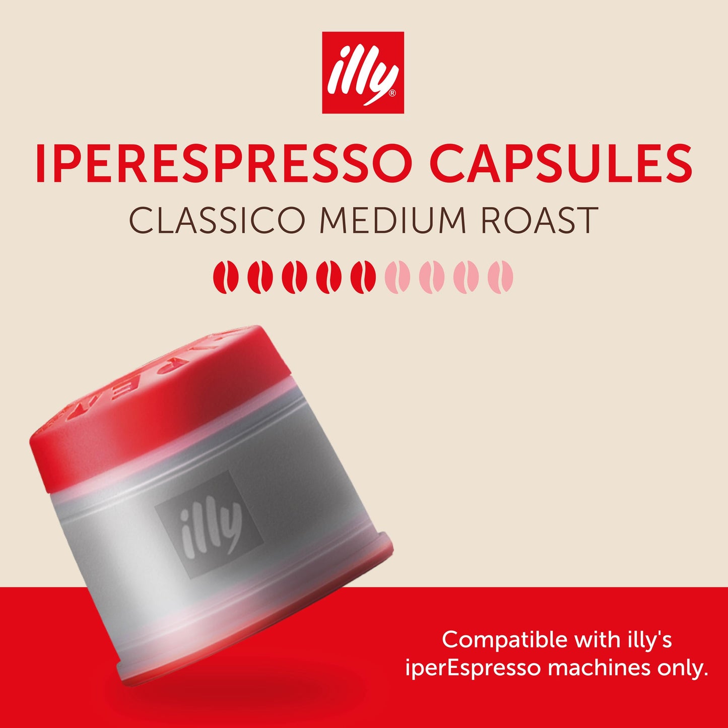 Illy Coffee IperEspresso Capsules - enhanced Single-Serve Coffee Capsules & Pods - Classico Medium Roast - Notes of Caramel  Orange Blossom  and Jasmine - 100% Arabica - 18 Count (Pack of 6)