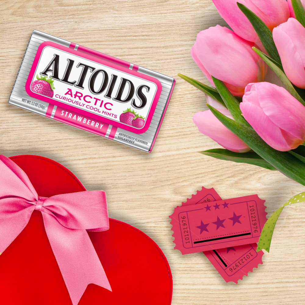 Altoids Arctic Strawberry Breath Mints Hard Candy Bulk, 1.2 Oz Tin (Pack Of 8)
