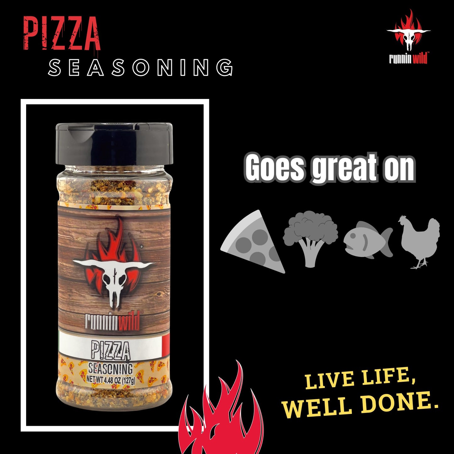 Gourmet Pizza Seasoning | Italian Seasoning Spice Blend | Low Sodium | No Artificial Flavors | Runnin Wild Foods, 4.48 Ounces