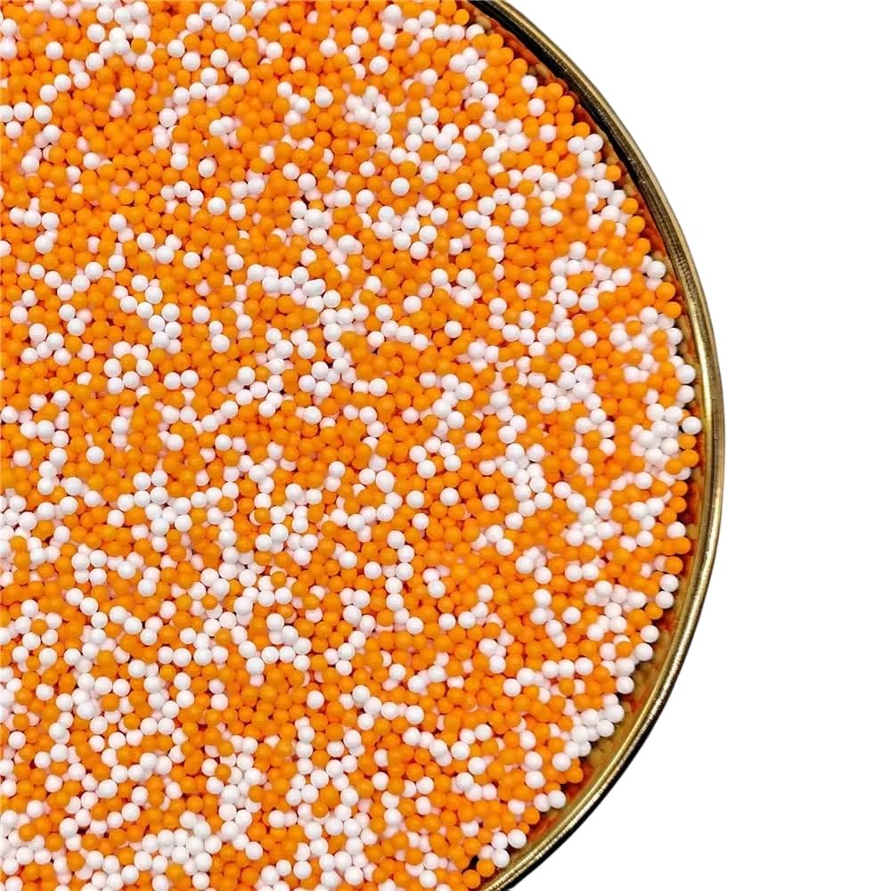 Orange Pearl Sprinkles 130g/4.6oz, Orange White Edible Pearl Sprinkles for Cake Decorations, Baking, Ice Cream, Cookies, Cupcake