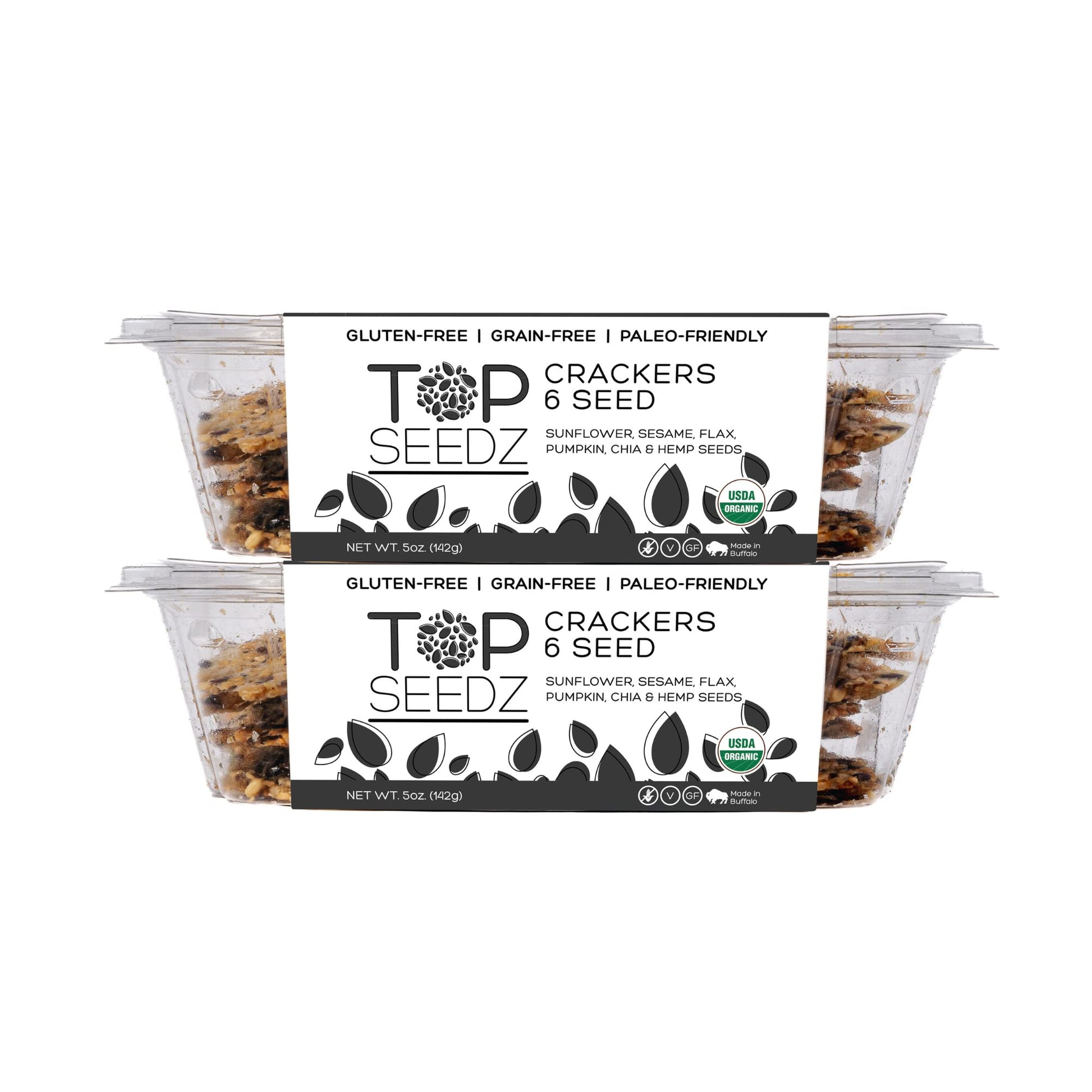 Top Seedz Organic Gluten Free 6 Seed Crackers, 2-Pack, 5 Ounces, Healthy Vegan Snack