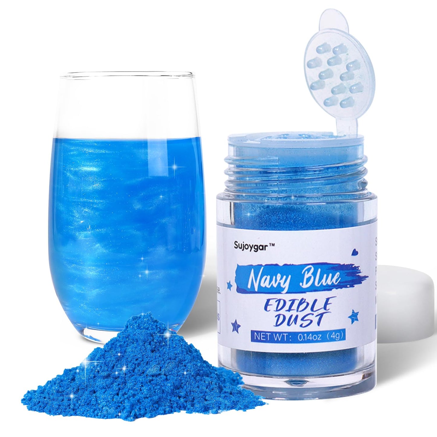 Sujoygar Edible Glitter Shimmer Dust for Cake Decorating and Baking, 4g, Navy Blue