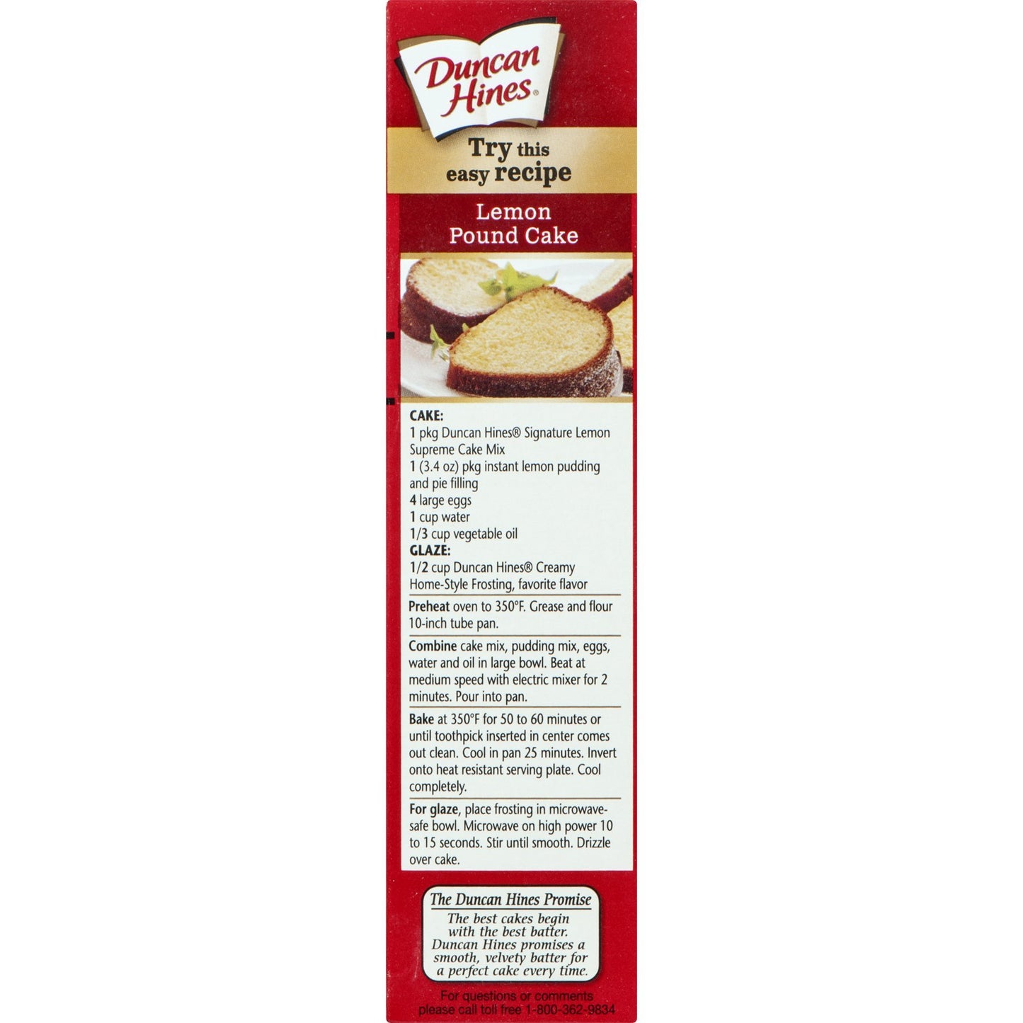 Ducan Hines, Signature, Lemon Supreme Cake Mix, 16.5Oz Box (Pack Of 4)
