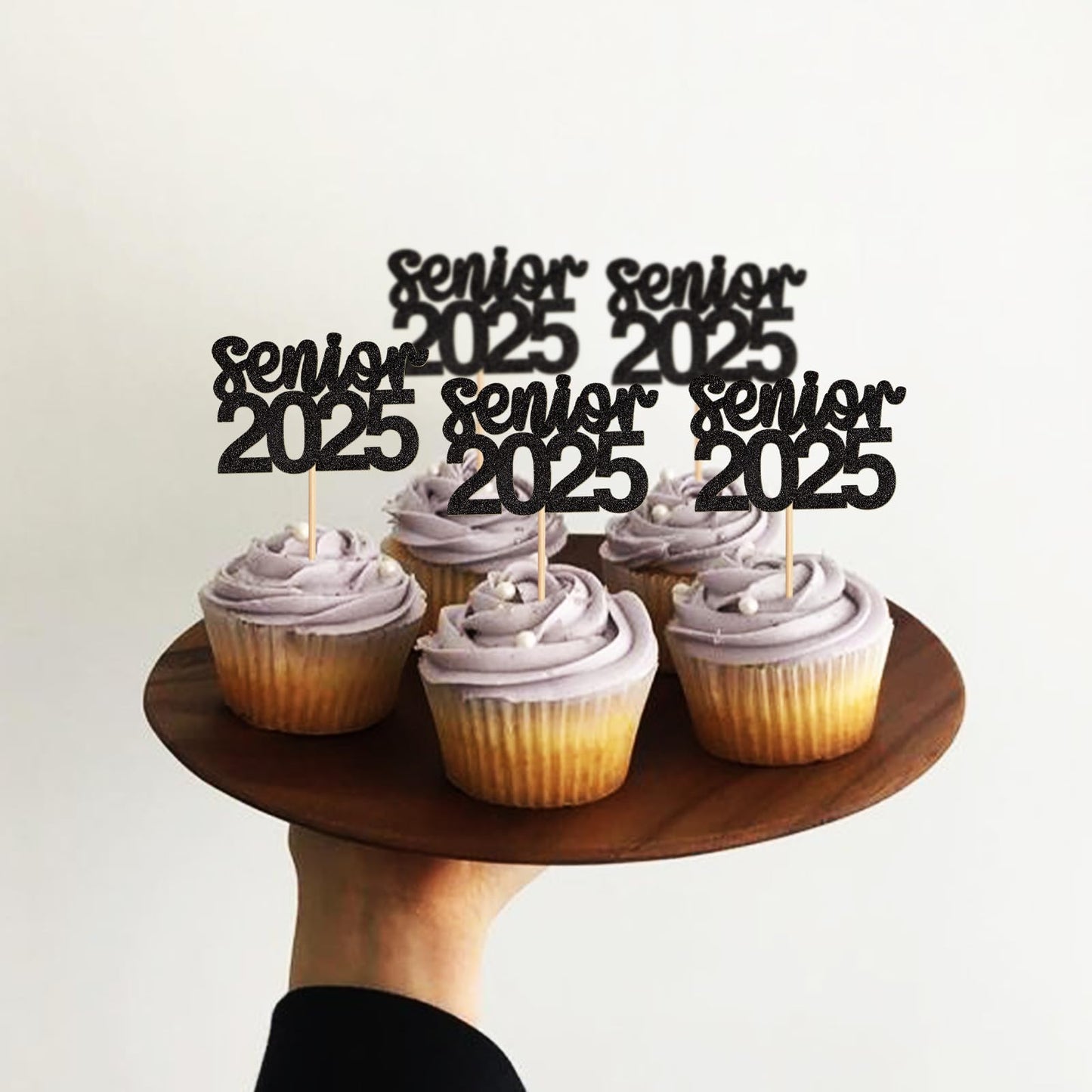 Keaziu 24 Pack Graduation Cupcake Toppers, Paper, Senior1 Black, Graduation Hat Picks for 2025 Theme Party Decorations