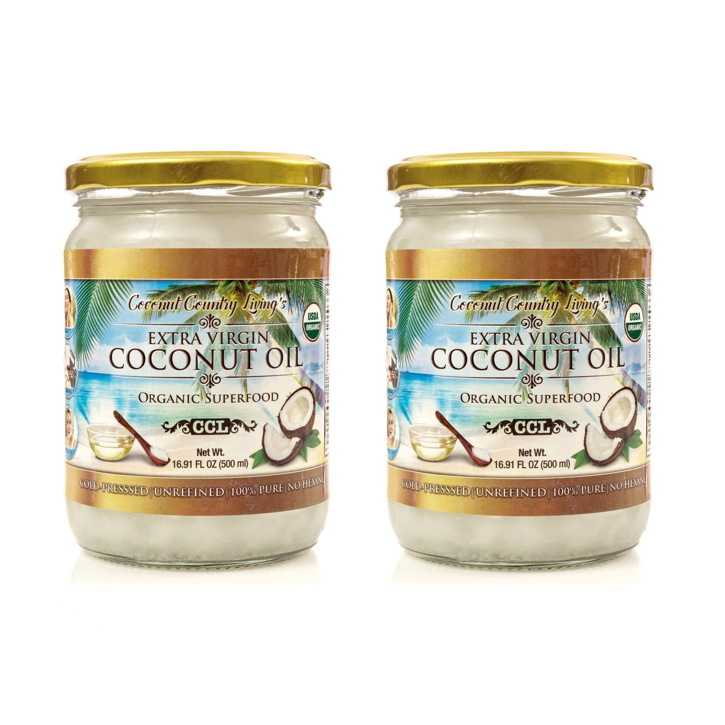 COCONUT COUNTRY LIVINGS | Extra Virgin Coconut Oil | Unrefined, Organic, Cold Pressed | Ideal For Hair, Skin, Cooking, Body Mass