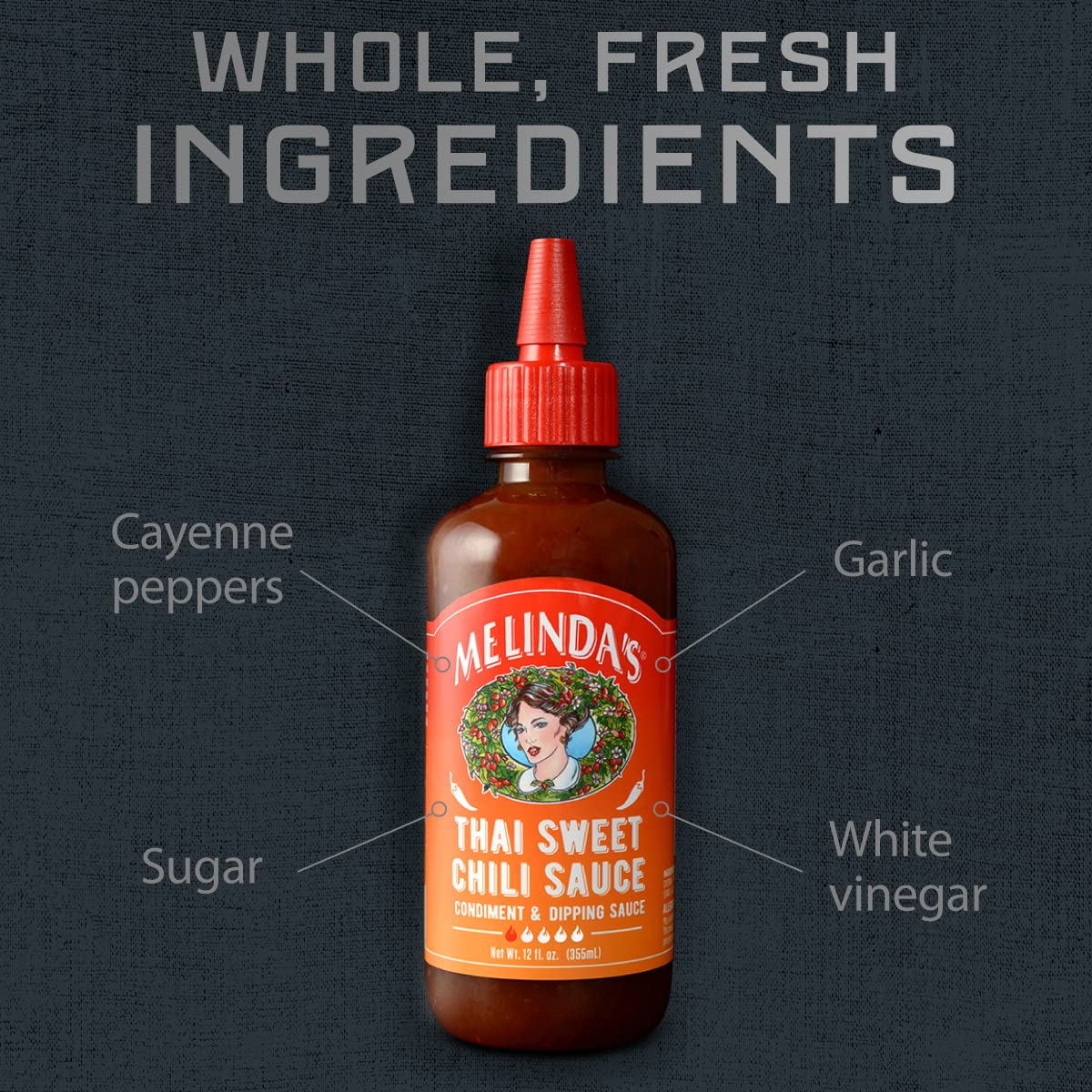 Melindas Thai Sweet Chili - Sweet And Mild Asian Chili Sauce Made With Whole Fresh Ingredients - Gourmet Hot & Dipping Sauce - K