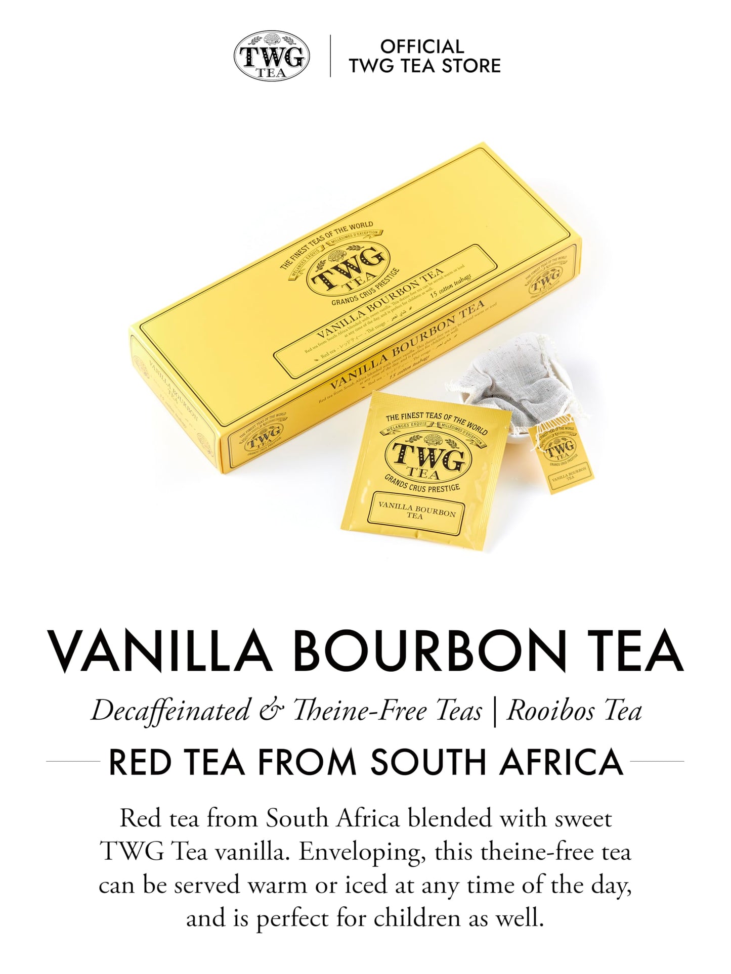 Twg Tea | Vanilla Spirit-Inspired Flavor Tea | Rooibos Tea | Vanilla | 15 Hand Sewn Cotton Tea Bags | Gift Set