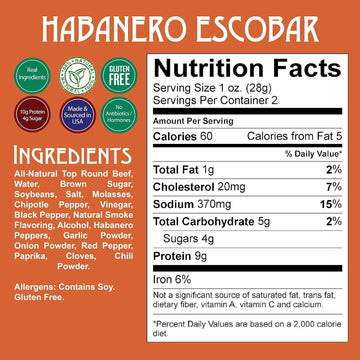 Righteous Felon Beef Jerky - Habanero Escobar Jerky - Gluten-Free Snacks - All-Natural, Locally Sourced & Dried Beef - Low-Sugar