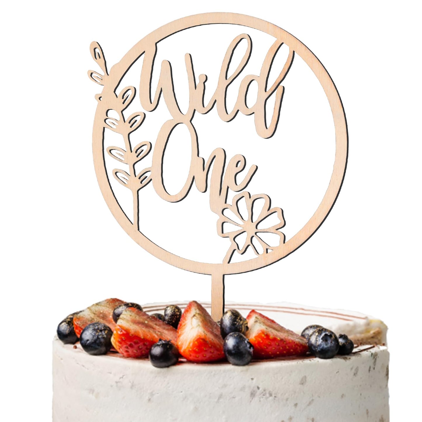 Wild One Flower Cake Topper  Wood Wild One Cupcake Topper Wildflower Cake Topper Floral Baby Shower Cake Decorations For Boys Girls Birthday Baby Spring Themed Party