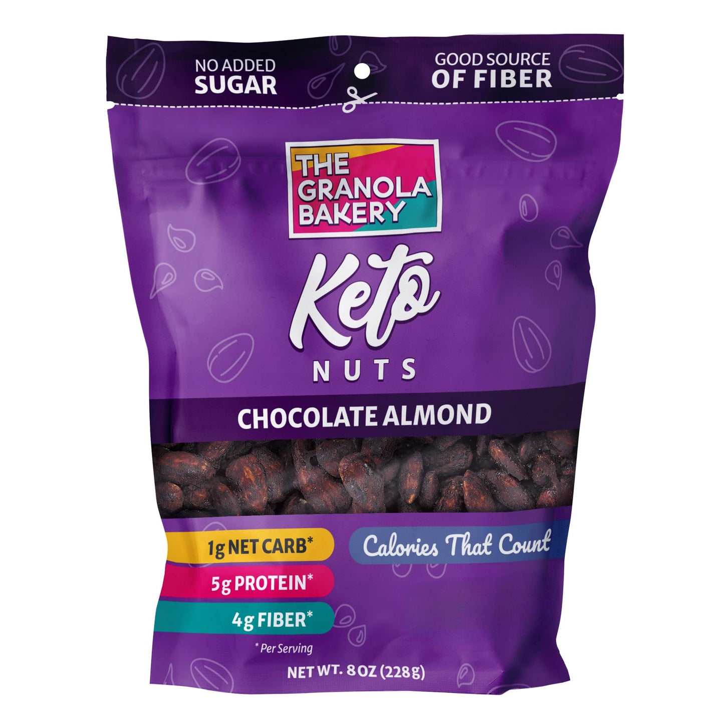 THE GRANOLA BAKERY TGB Chocolate Almond Keto Nuts, High Fiber, Gluten Free, 8oz Resealable Bag