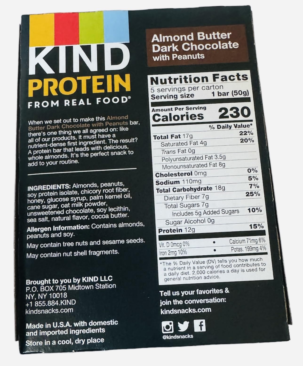 KIND Protein Bars Almond Butter Dark Chocolate 5 Count Pack of 1