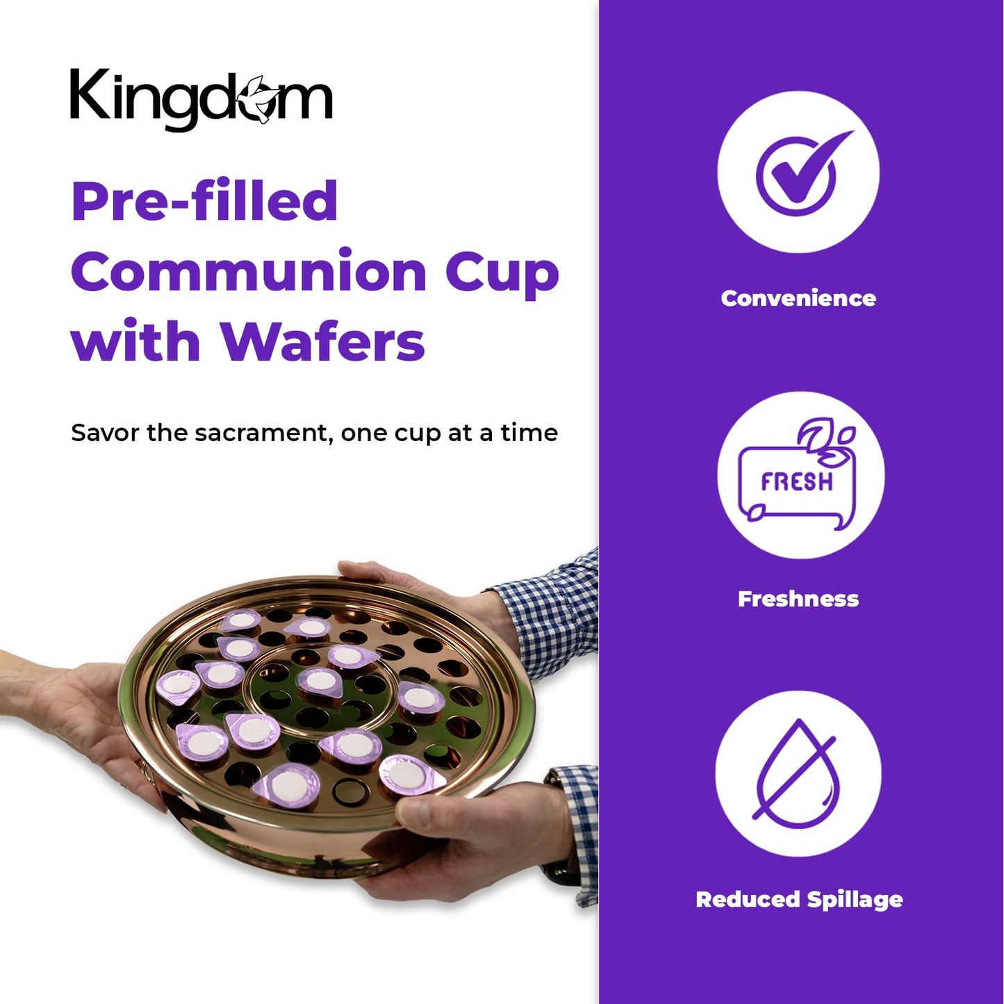 Kingdom Prefilled Communion Cup With Wafers(50Ct - Red Juice) Sealed In A Single-Serving Container With One-Year Shelf Life, Per