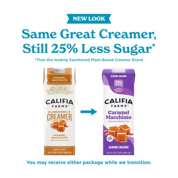 Califia Farms - Caramel Macchiato Almond Milk Coffee Creamer, 32 Fl Oz (Pack of 6), Shelf Stable, Dairy Free, Plant Based, Vegan