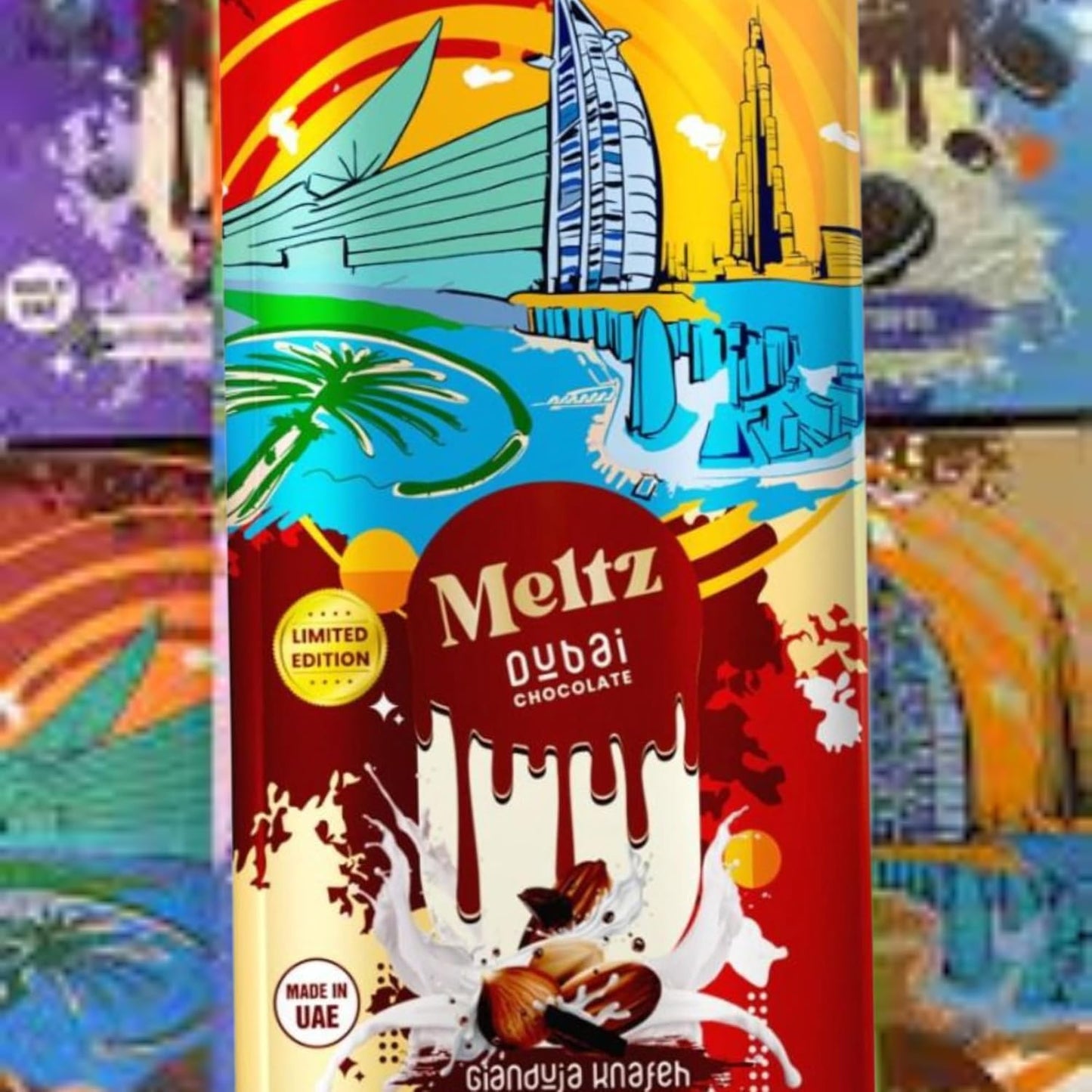 Meltz Chocolate Bar Gianduja 192g - elegant Milk Chocolate with Hazelnut Cream - Individually Wrapped Treat Box
