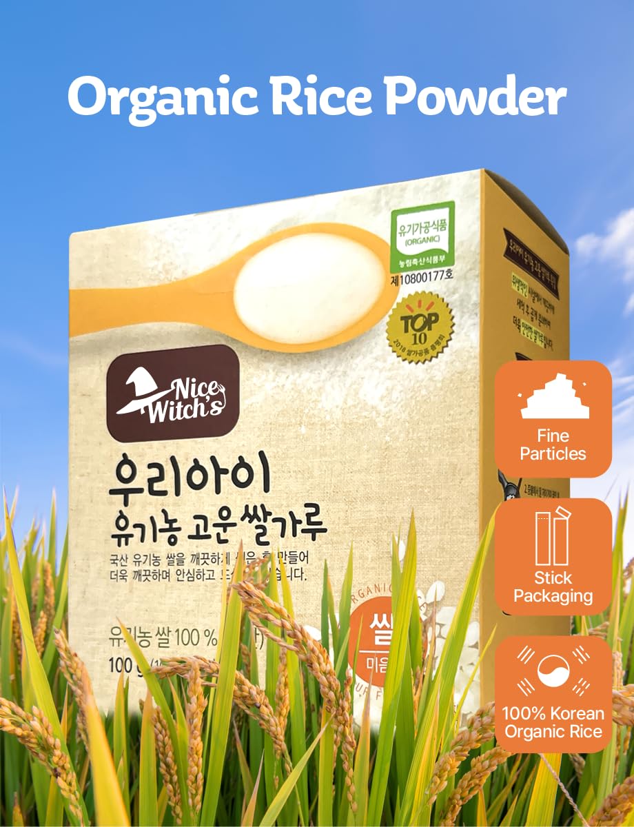 Nice Witch'S Organic Rice Flour, Korea Rice Powder, 10G X 10 Individual Packages Mom'S Rice