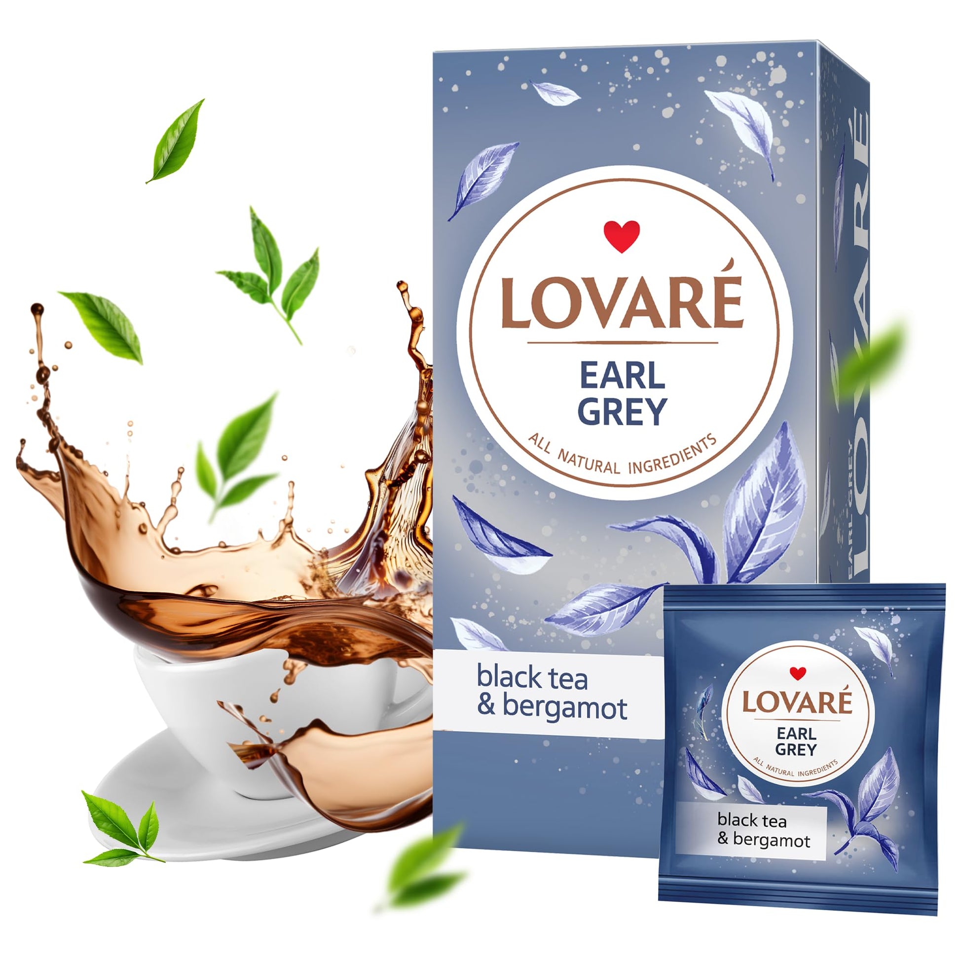 LOVARE Earl Grey Tea Bags 48 g - Made in Ukraine - Black Tea and Bergamot - Tea Bags - Gift Box for Tea Lovers (24 x 2 g)