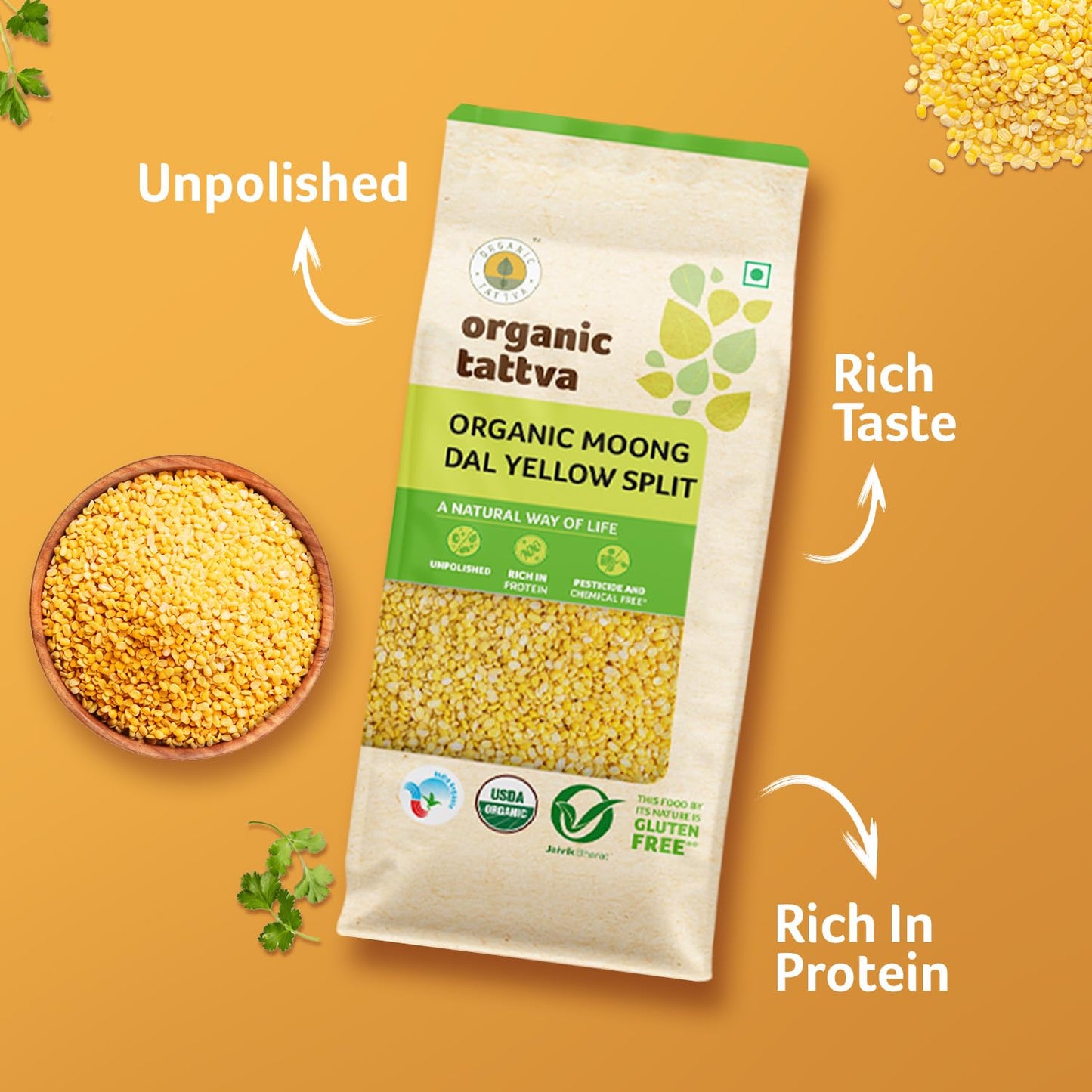 Organic Tattva Moong Dal Yellow Split, 500G