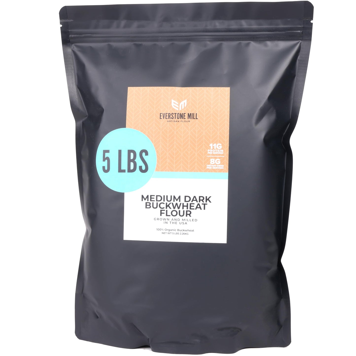 Everstone Mill Buckwheat Flour | Premium Organic | Medium Dark | Fine Grind | 5 LBS (80 Ounce)