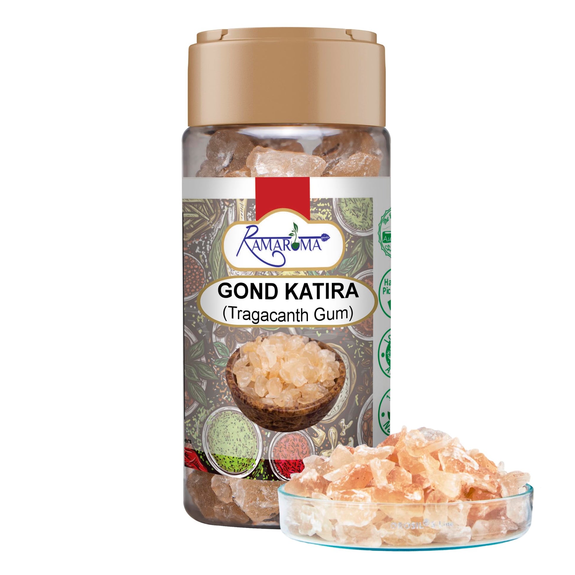 Ramaroma Gond Katira Organic Edible Gum, Vegan, Gluten Friendly, 3.5oz (100g), Yellow