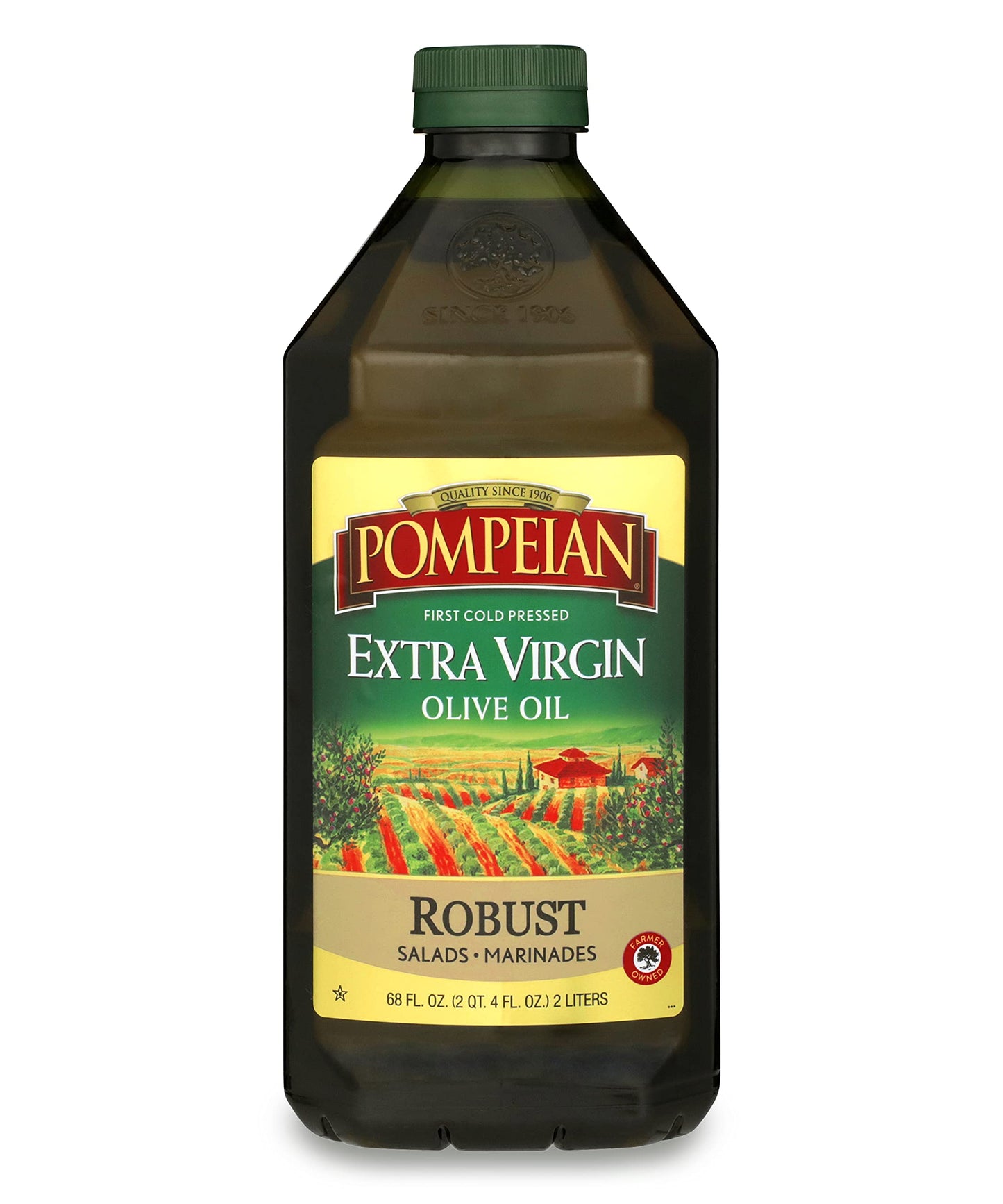 Pompeian Robust Extra Virgin Olive Oil, First Cold Pressed, Full-Bodied Flavor, Perfect for Salad Dressings & Marinades, 68 FL. 