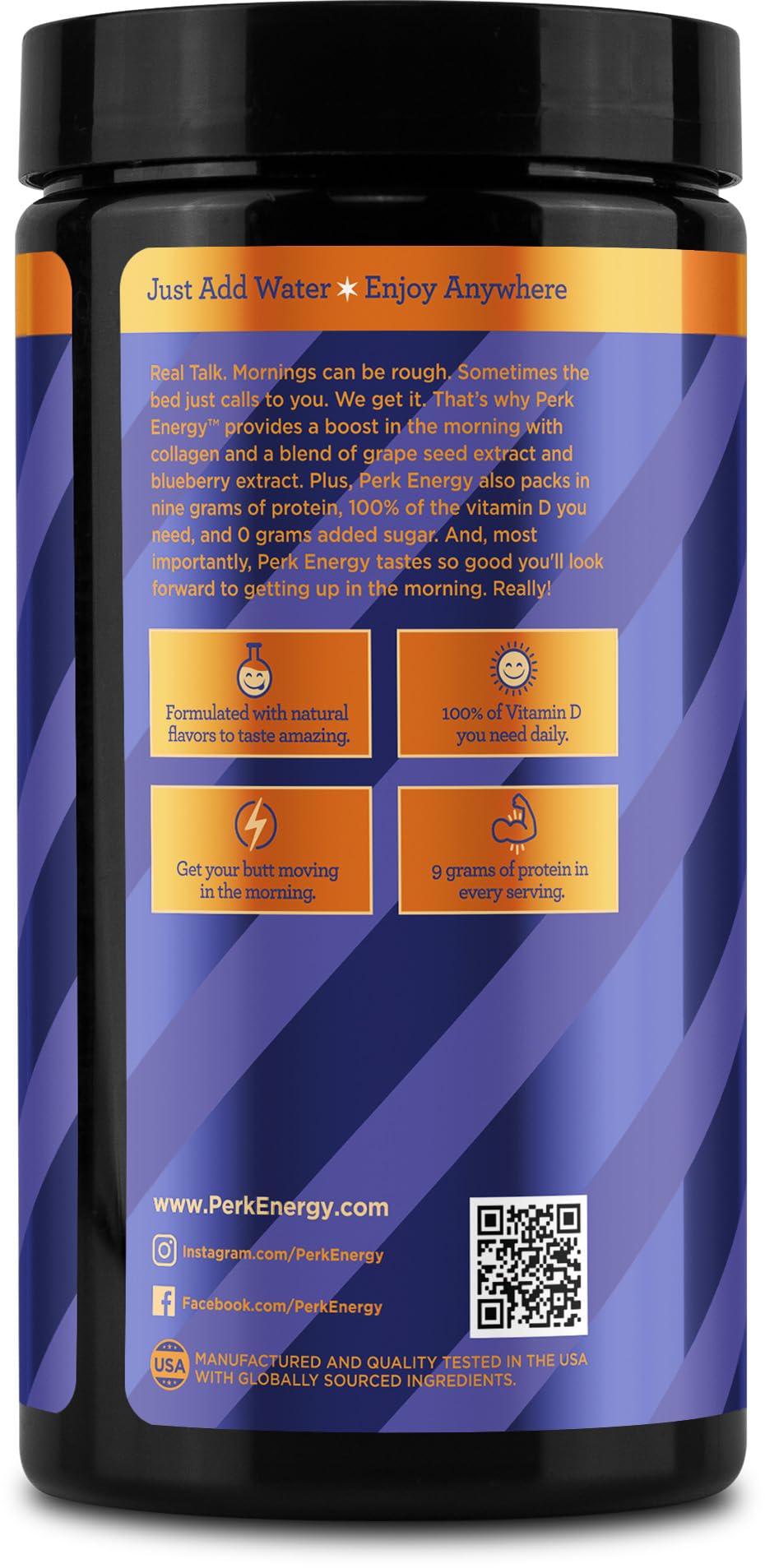 Perk Energy Original Chocolate Orange Flavored (20 Servings) - Gluten Free  Soy Free and Peanut Free