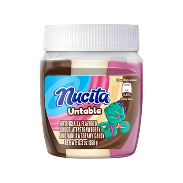 Nucita Trisabor Spreadable, Creamy Candy Chocolate, Vanilla and Strawberry, 10.6 Oz Jar, Pack of 1