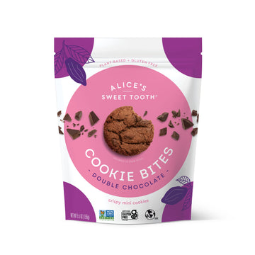 Alice'S Sweet Tooth Double Chocolate Cookie Bites - Gluten-Free, Vegan, Crunchy Mini-Cookies - Plant-Based, Dairy-Free, Grain-Fr