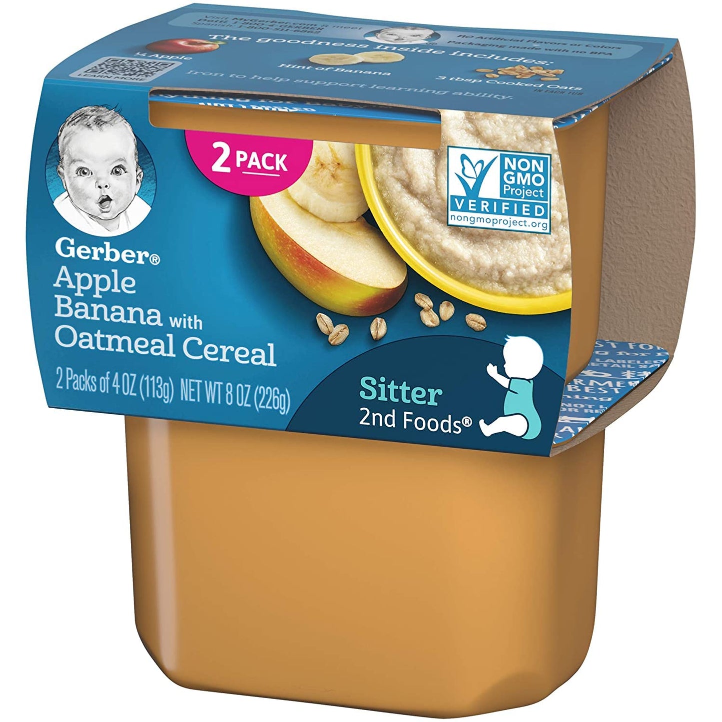 Gerber Baby Food, 2Nd Foods, Apple Banana With Oatmeal 8 Ounce (Pack Of 8)