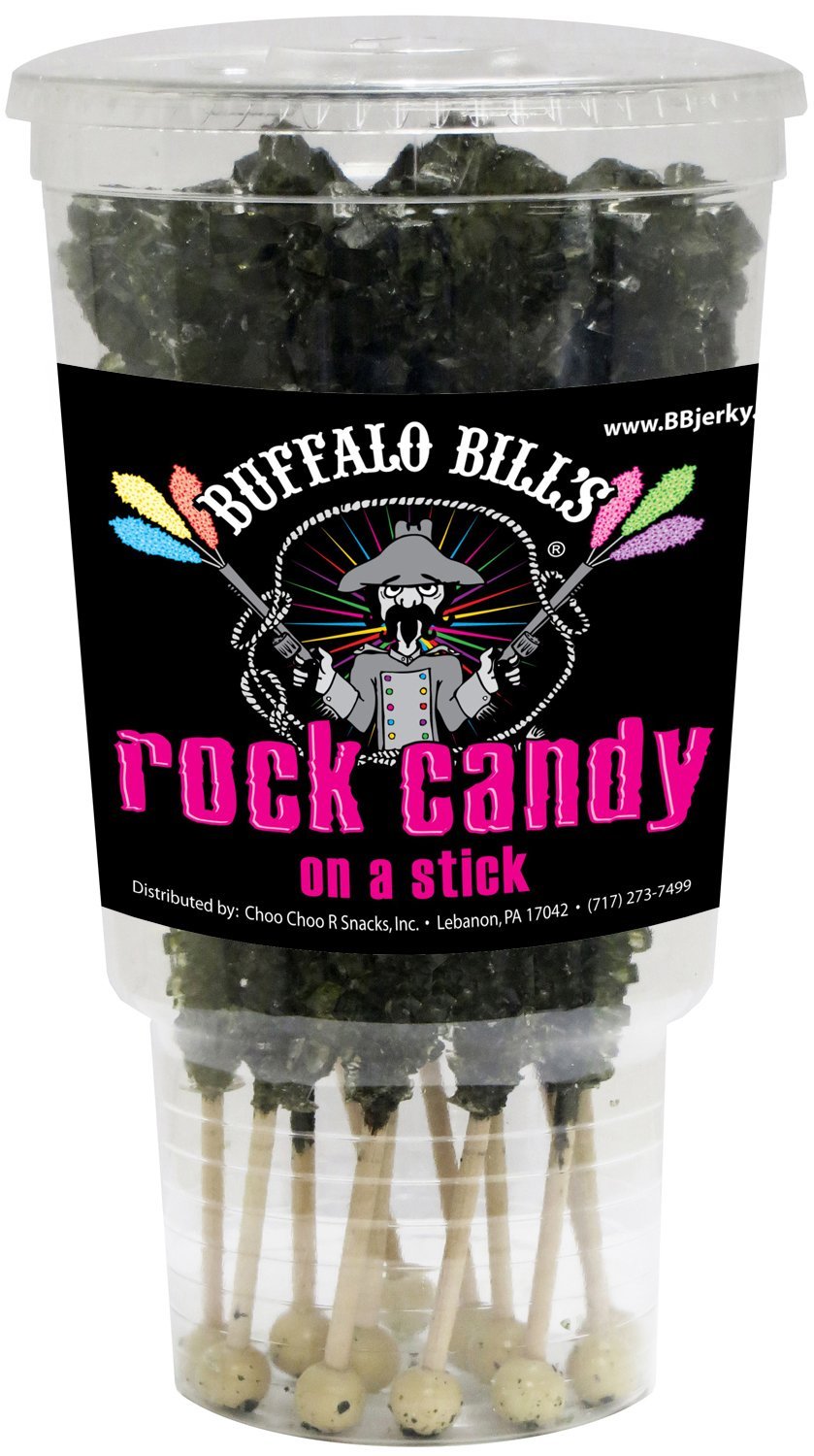 Buffalo Bills Black Cherry (Black) Rock Candy On A Stick (12-Ct Cup Black Rock Candy Crystal Sticks)