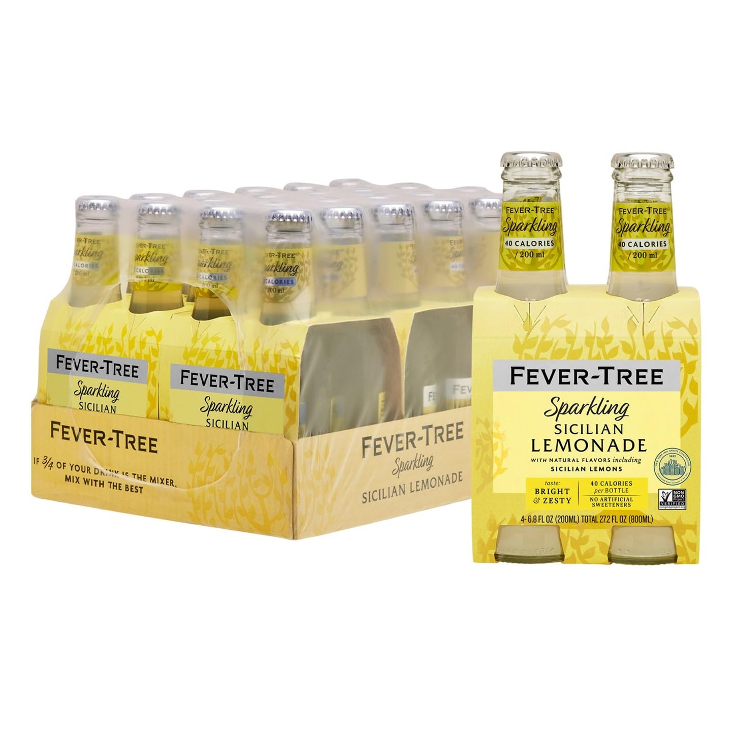 Fever Tree Sparkling Sicilian - Premium Quality Mixer - Refreshing Beverage For Cocktails & Mocktails. Naturally Sourced Ingredients, No Artificial Sweeteners Or Colors - 200 Ml Bottles - Pack Of 24