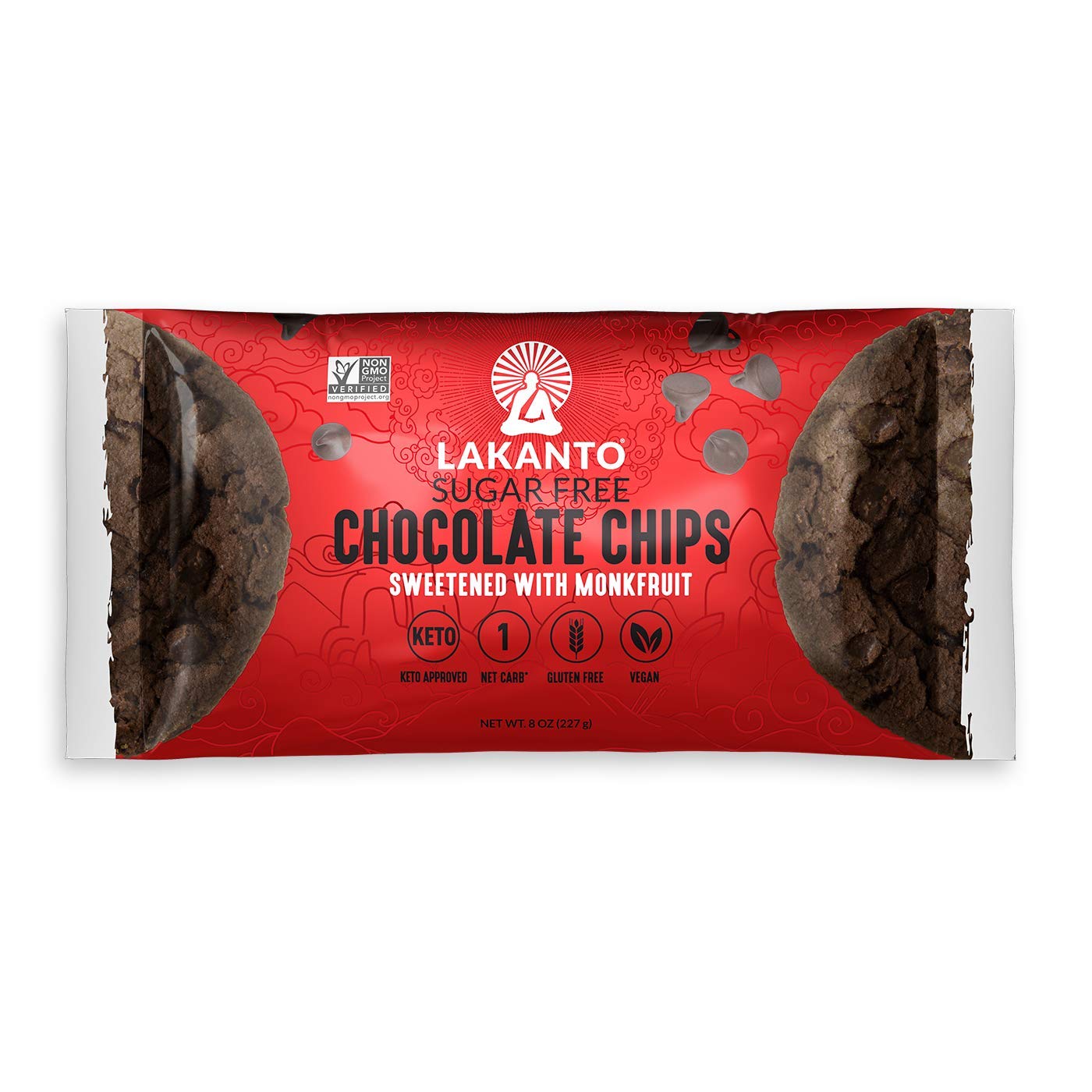 Lakanto Sugar Free Chocolate Chips - Monk Fruit Sweetener and Erythritol, Perfect for Baking, Pancakes, Muffins, Protein Bites, 