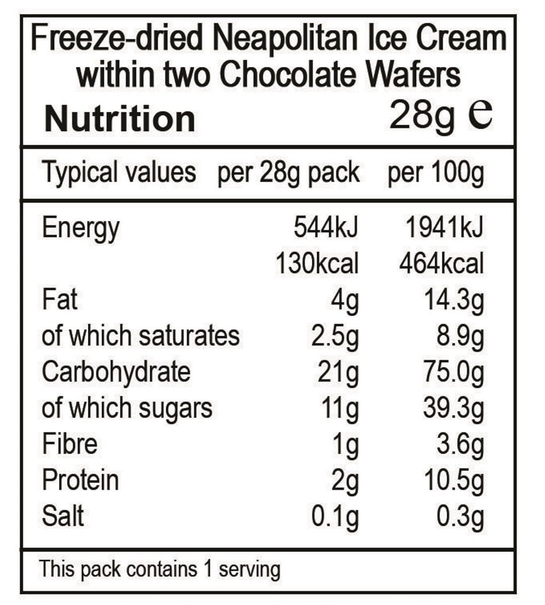 Backpacker'S Pantry Astronaut Freeze Dried Neapolitan Ice Cream, One Serving Pouch
