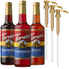 Torani Strawberry  Peach  and Raspberry Syrup for Drinks  Variety 3-Pack  Flavoring for Iced Tea  Lemonade  and Sodas  Pumps Included  25.4 Oz Ea