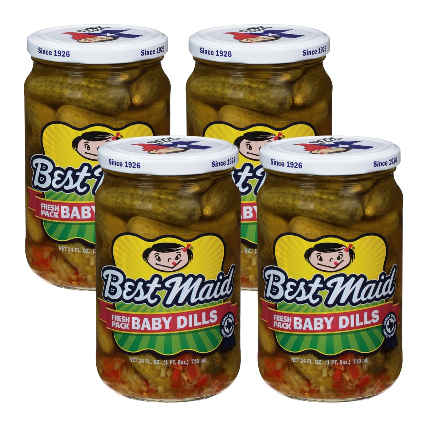 Best Maid Products 24 oz Glass Jars - Dill, Kosher, Garlic Bites, Habanero Chips & Hot Pickles - 4 Pack