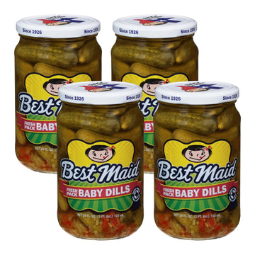 Best Maid Products 24 oz Glass Jars - Dill, Kosher, Garlic Bites, Habanero Chips & Hot Pickles - 4 Pack