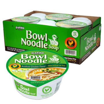 Paldo Fun & Yum Instant Cup Noodle Soup Bowl With Chicken Flavored Broth, Pack Of 12, Best Oriental Style Korean Ramyun, Most Lo