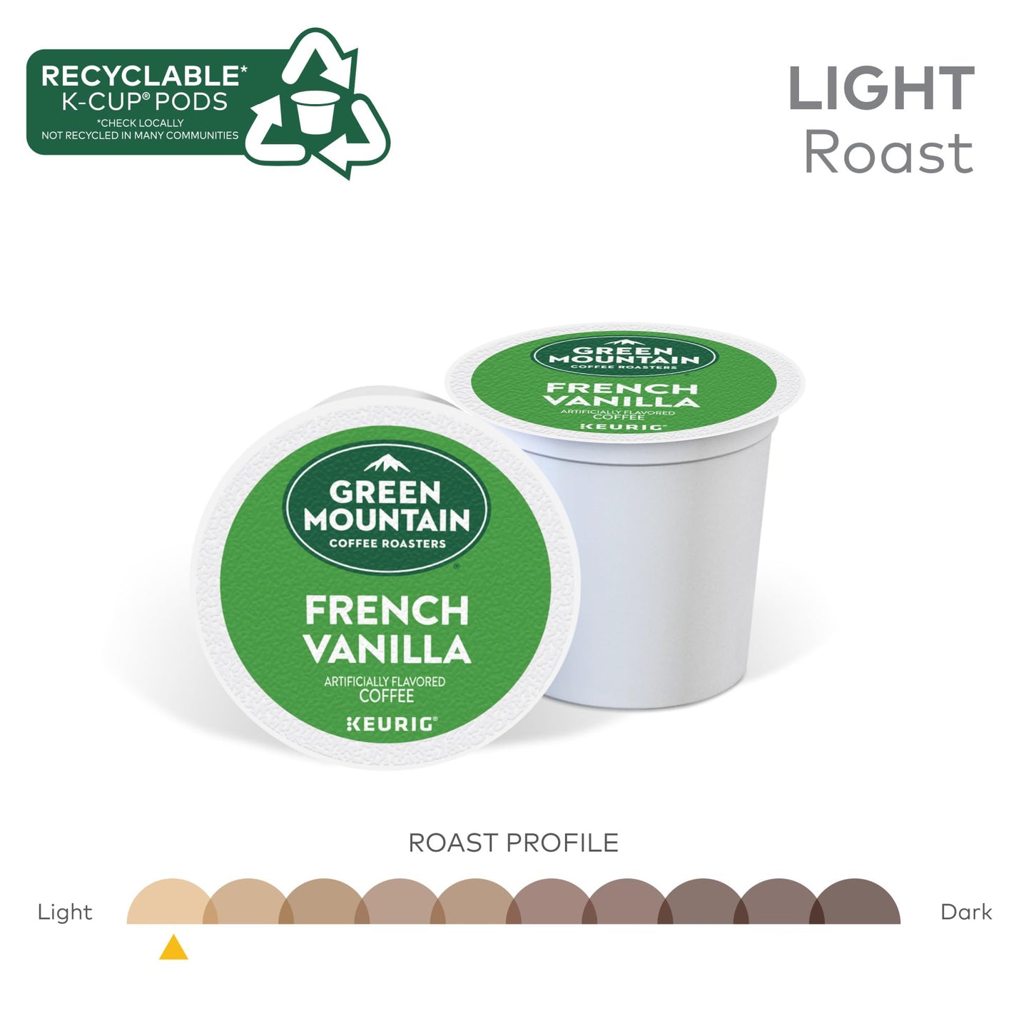 Green Mountain Coffee Roasters French Vanilla Coffee, Keurig Single-Serve K-Cup Pods, Light Roast, 32 Count
