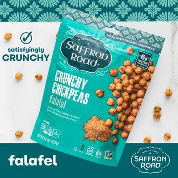 Saffron Road Roasted and Crunchy Falafel Chickpeas | High Protein Snacks | Gluten-free, Vegan, Non-GMO, and Certified Halal and