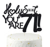 veegood Happy 71st Birthday Cake Topper 71 Birthday Cake Toppers-Black Glitter, Funny 71st Cake Topper for Men For Women, 71st b