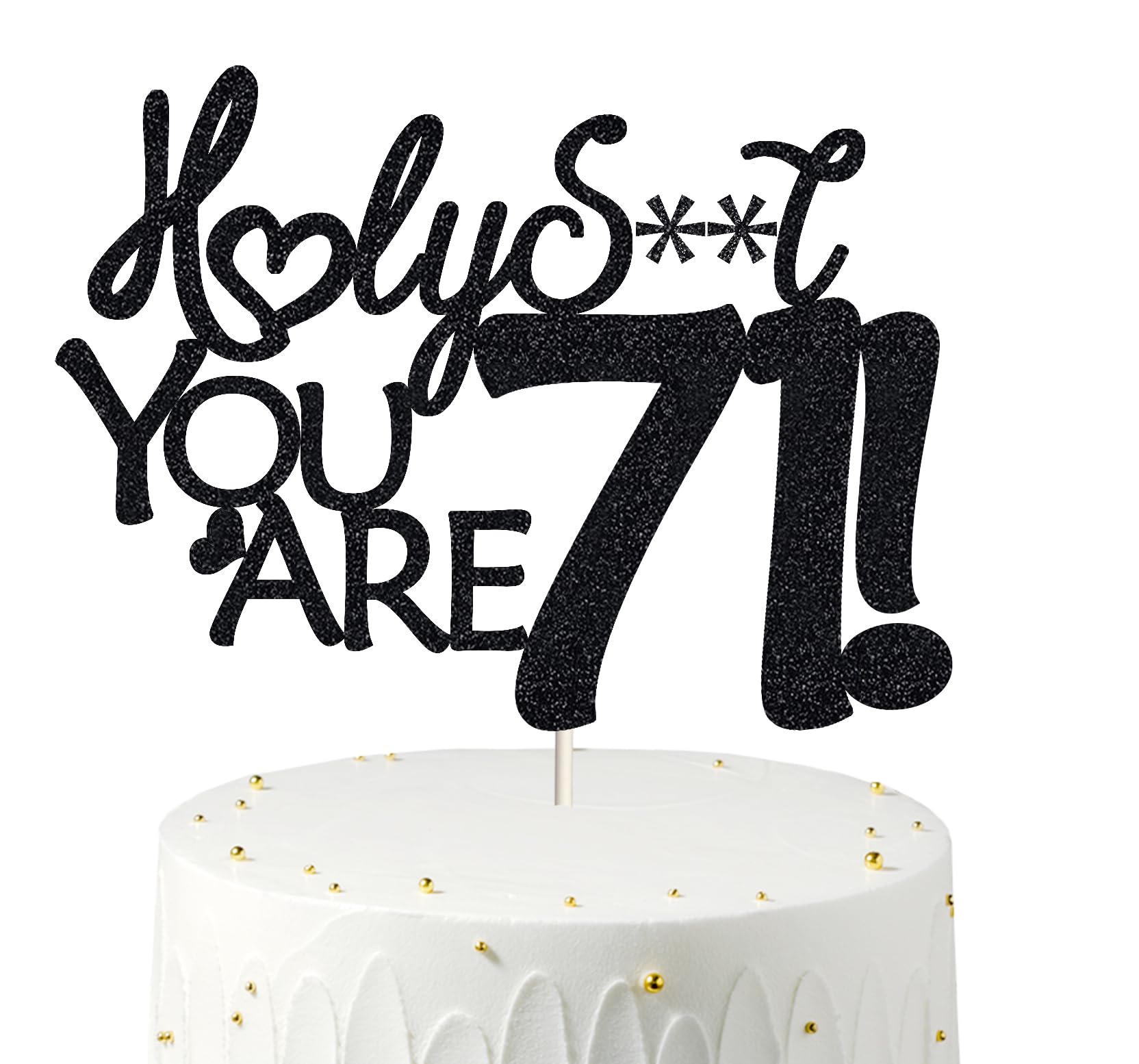 veegood Happy 71st Birthday Cake Topper 71 Birthday Cake Toppers-Black Glitter, Funny 71st Cake Topper for Men For Women, 71st b