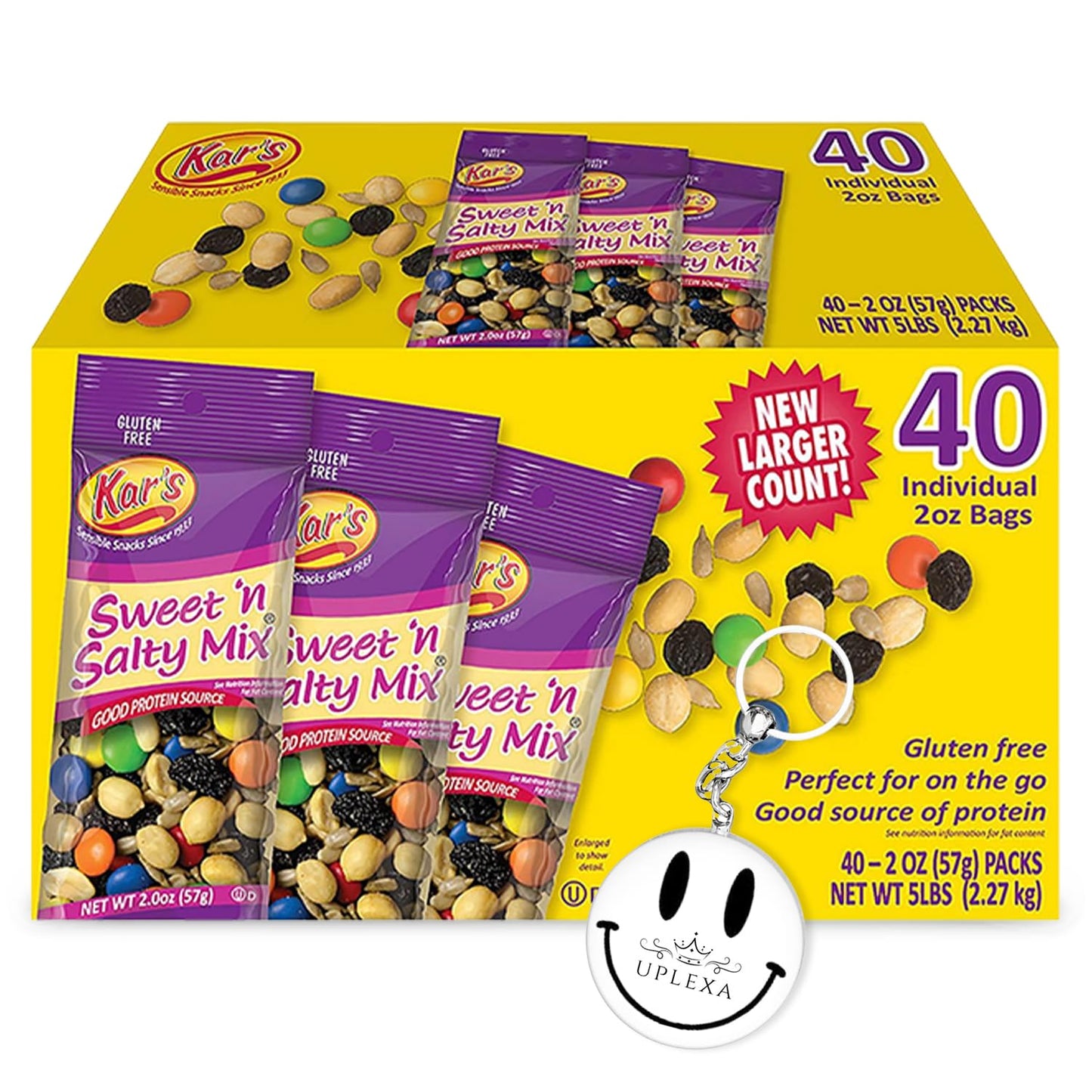 miubaao Sweet and Salty Trail Mix – Gluten-Free, 40-Pack Individual 2oz Packs, Rich in Protein with Mixed Nuts and Chocolate