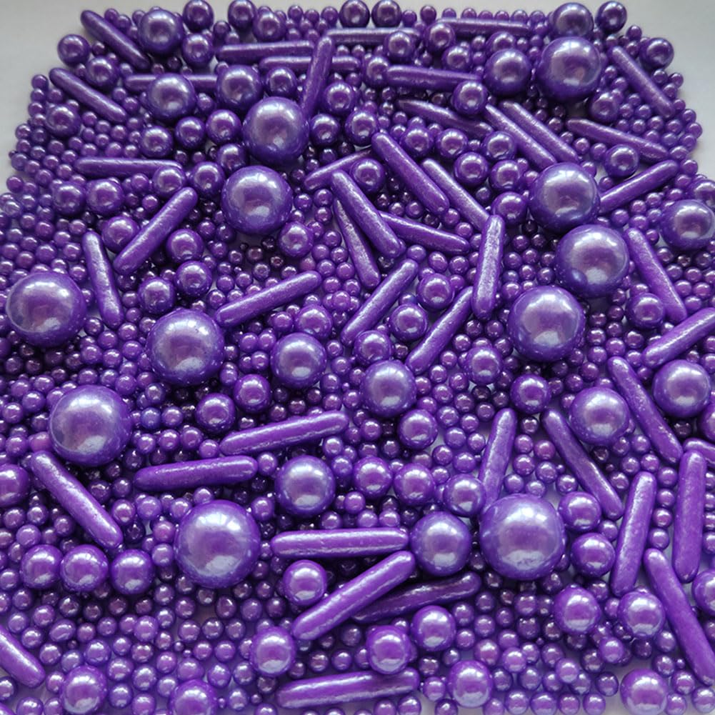 Edible Purple Pearl Sugar Sprinkles Candy Mix Size Baking Edible Cake Decorations Cupcake Toppers Cookie Decorating Wedding Part