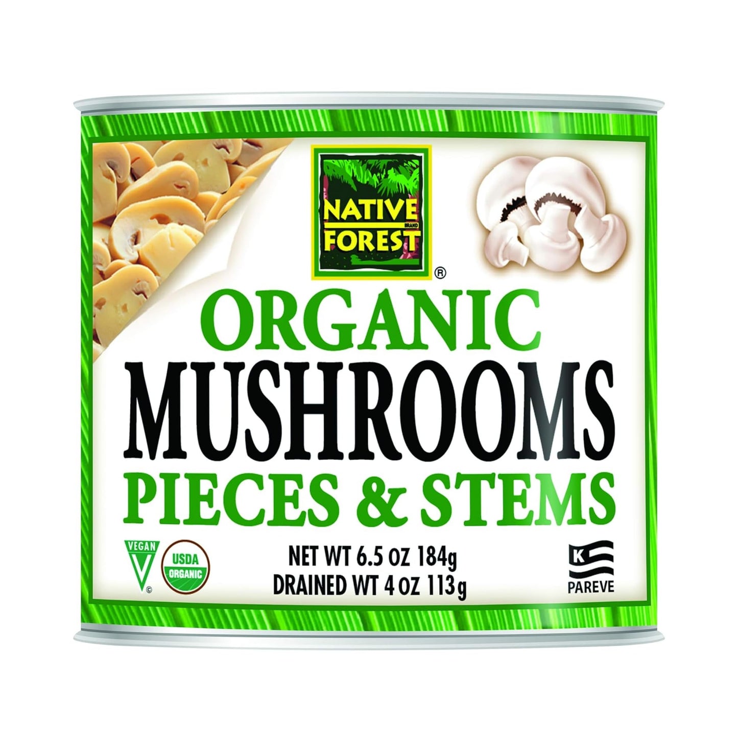 Native Forest Organic Mushrooms Pieces & Stems  Canned Mushrooms, Low Fat, Low Calories, Non-Gmo Project Verified, Usda Organic 