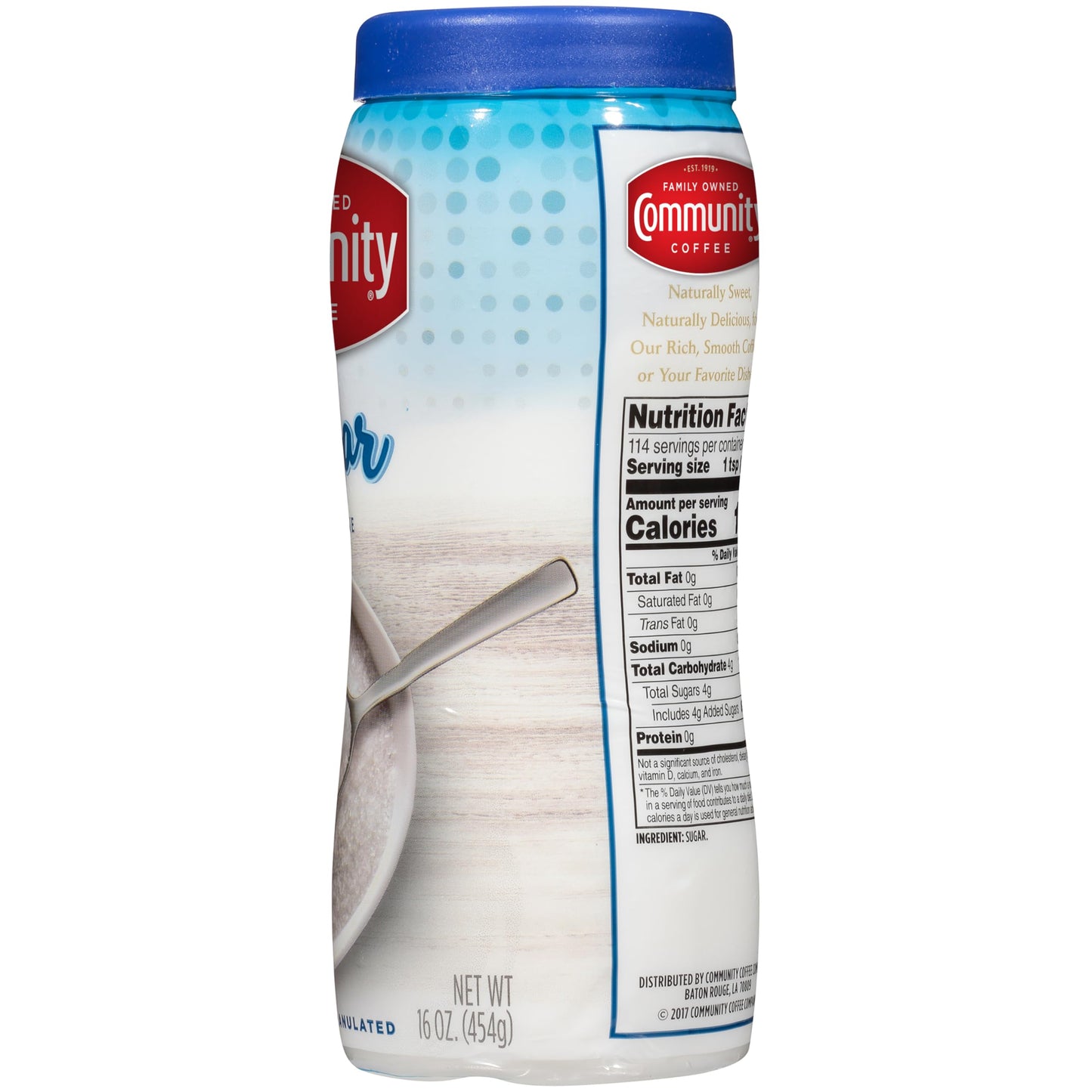 Community Coffee Extra Fine Granulated Sugar, 16 Ounce Can