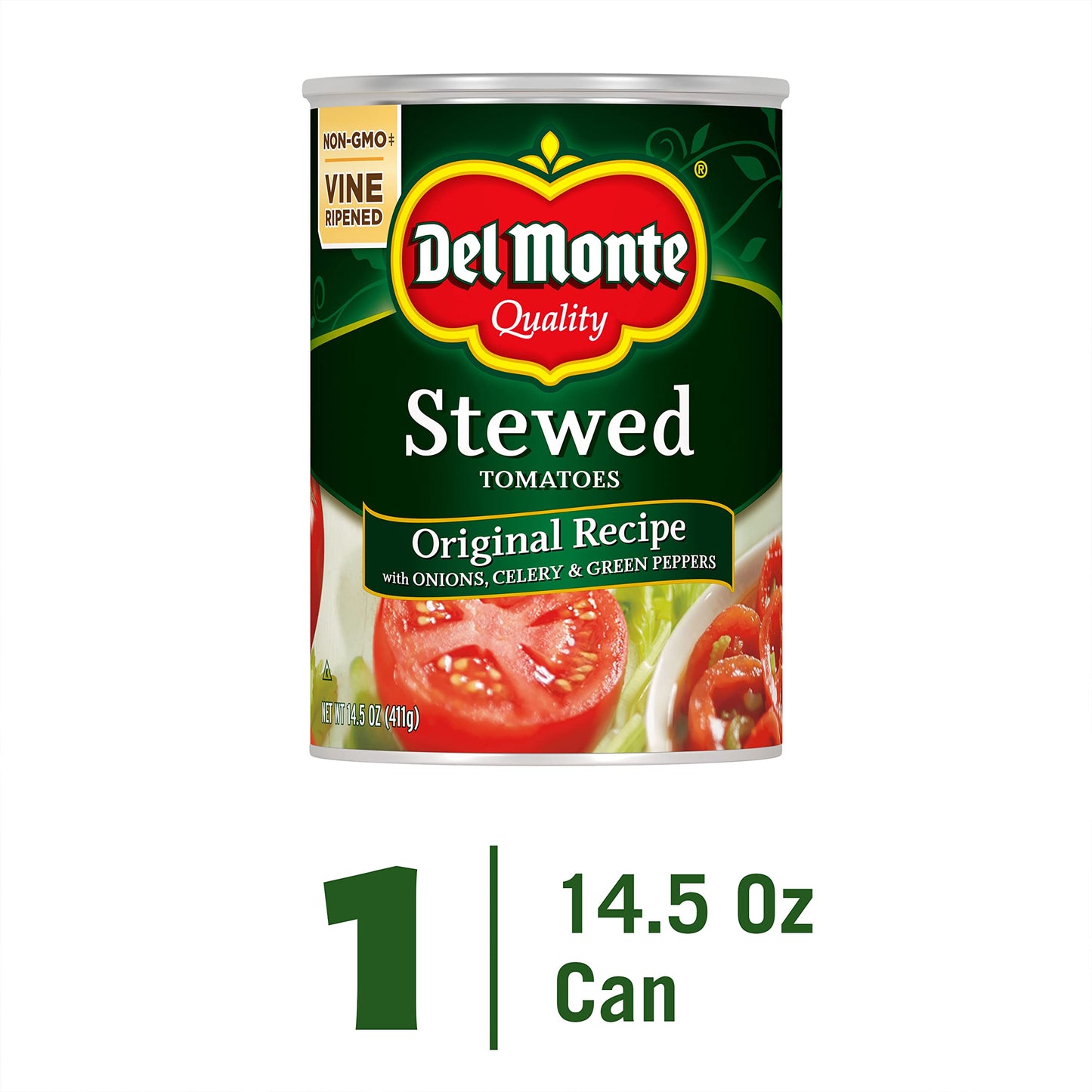 Del Monte Stewed Tomatoes Onion Celery & Green Peppers 14.5 Oz (Pack Of 24)