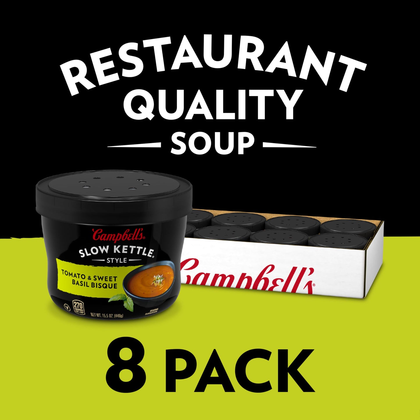 Campbell'S Slow Kettle Style Tomato & Sweet Basil Bisque, 15.5 Oz. Tub (Pack Of 8)