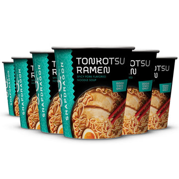 Snapdragon Spicy Tonkotsu Ramen Six Pack - Rich Pork Flavor Broth With Authentic Ramen Noodles; Kyushu Style, Includes Six 2.2 O