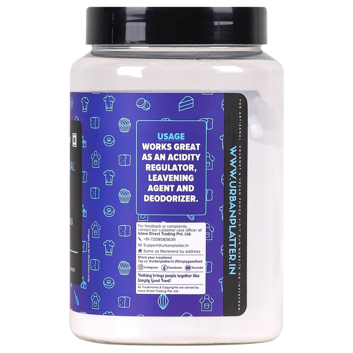 Urban Platter Baking Soda Jar, 1Kg [Food Grade Sodium Bicarbonate, Perfect for Baking / Cooking / Cleaning, Triple Refined]
